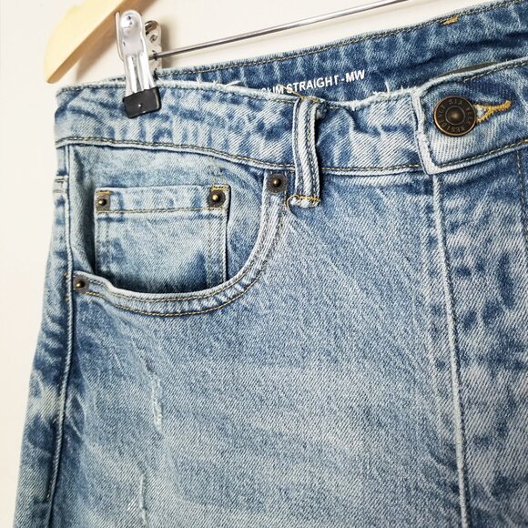 Six Week Residency Men's 32 Slim Straight Leg Jeans Distressed Light Blue $240 - Picture 14 of 16